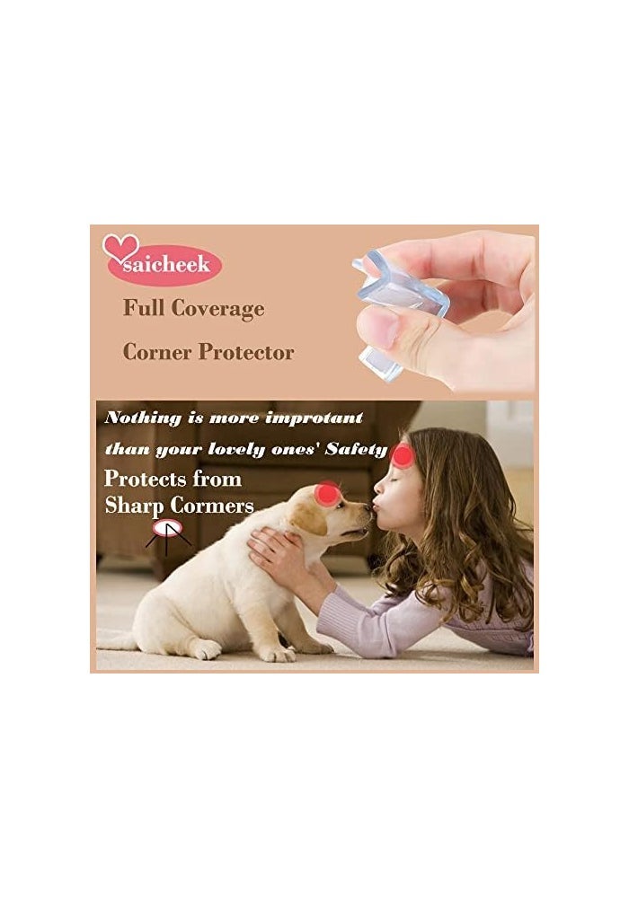 saicheek 4Pcs Small(Length: 1.4inch) Silicone Corner Protector Baby Proofing,Table Corner Protectors for Baby,Strong Adhesive T Shaped Baby Head Protector Table Corner Protectors for Furniture (4) - Image 2